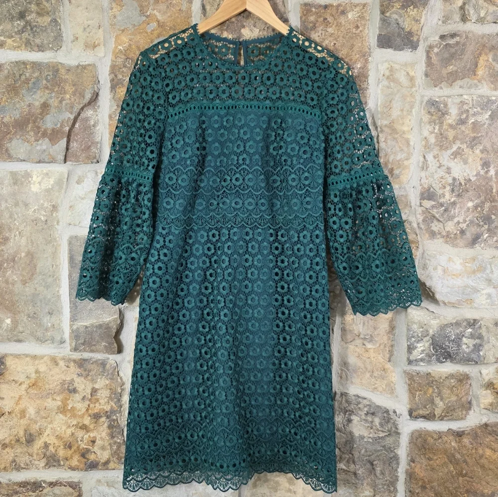 NWT J Crew Daisylace Floral Lace Bell Sleeve Dress